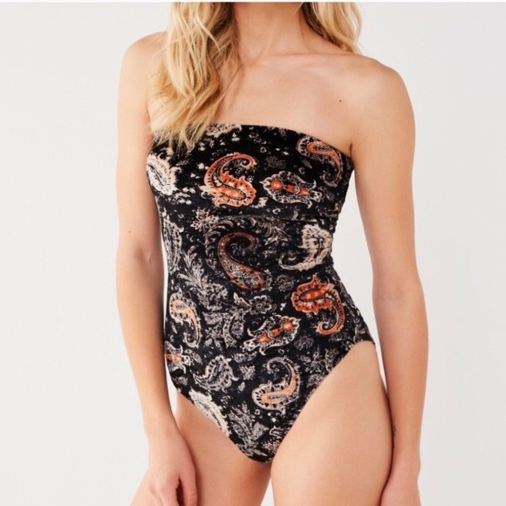 Urban Outfitters Out From Under Velvet Paisley Bodysuit Sz M